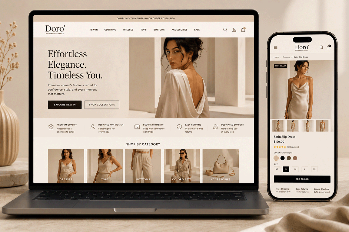 Doro premium women’s fashion eCommerce concept